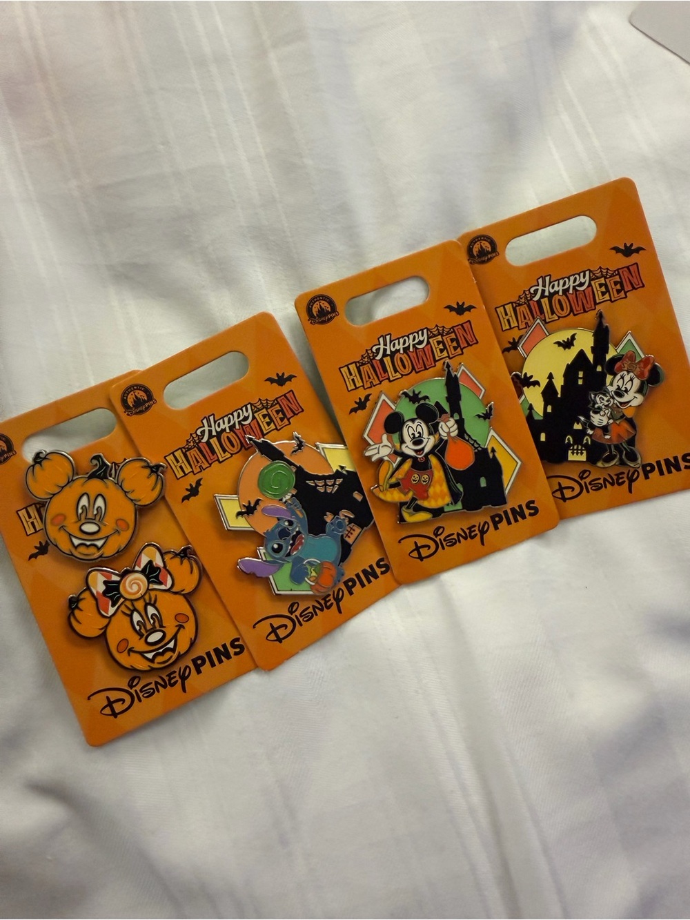 Disney Halloween Orange Enamel Character Pins - Set of 4